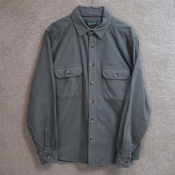 Woolrich Heavy Weight Chamois Flannel Shirt Gray Medium - Picture 1 of 12